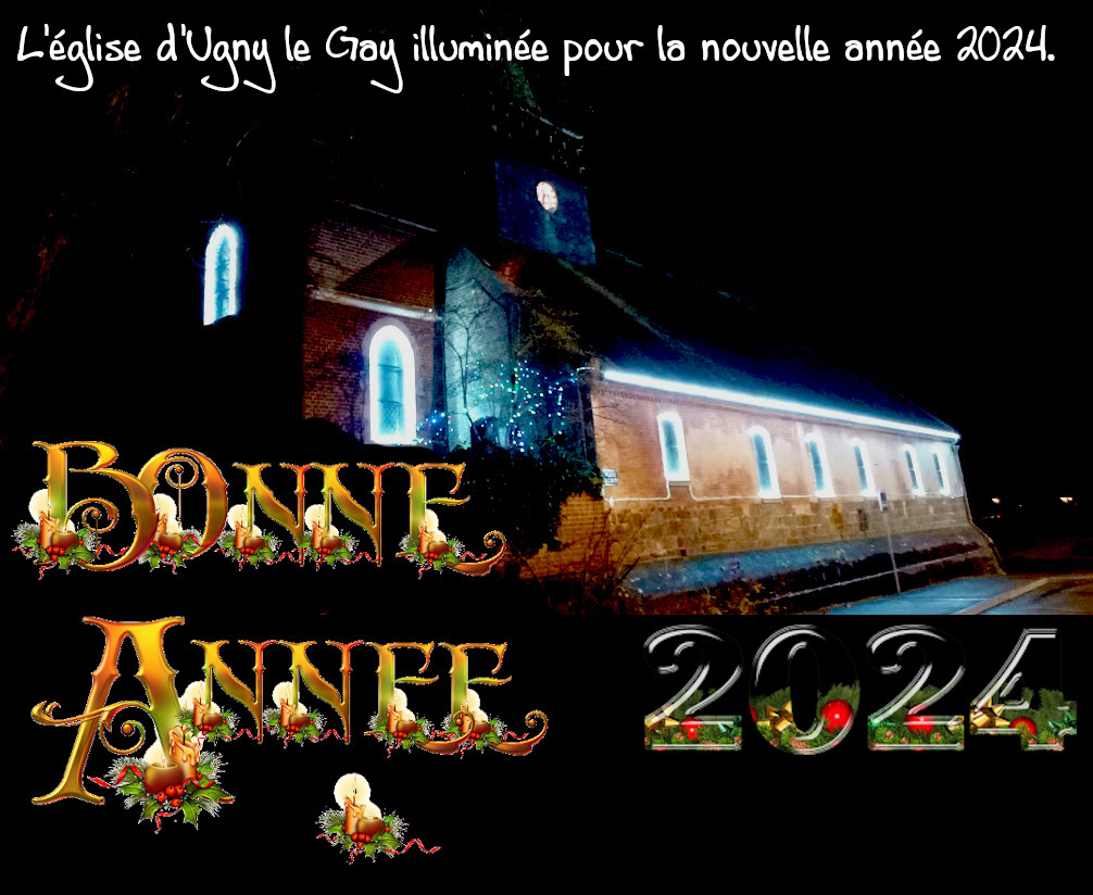 carte bonne année avec église ugny